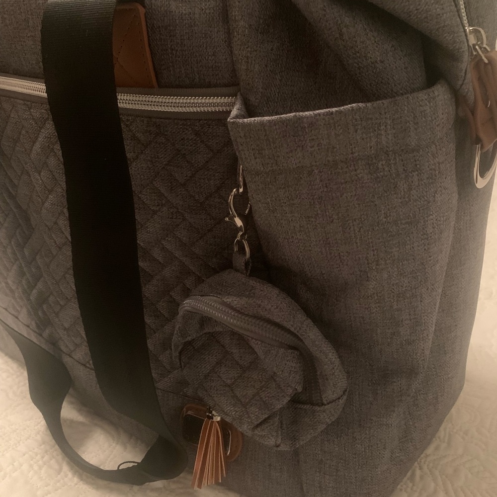 Stylish Gray Baby Bag with Black Straps - Picture 7 of 9